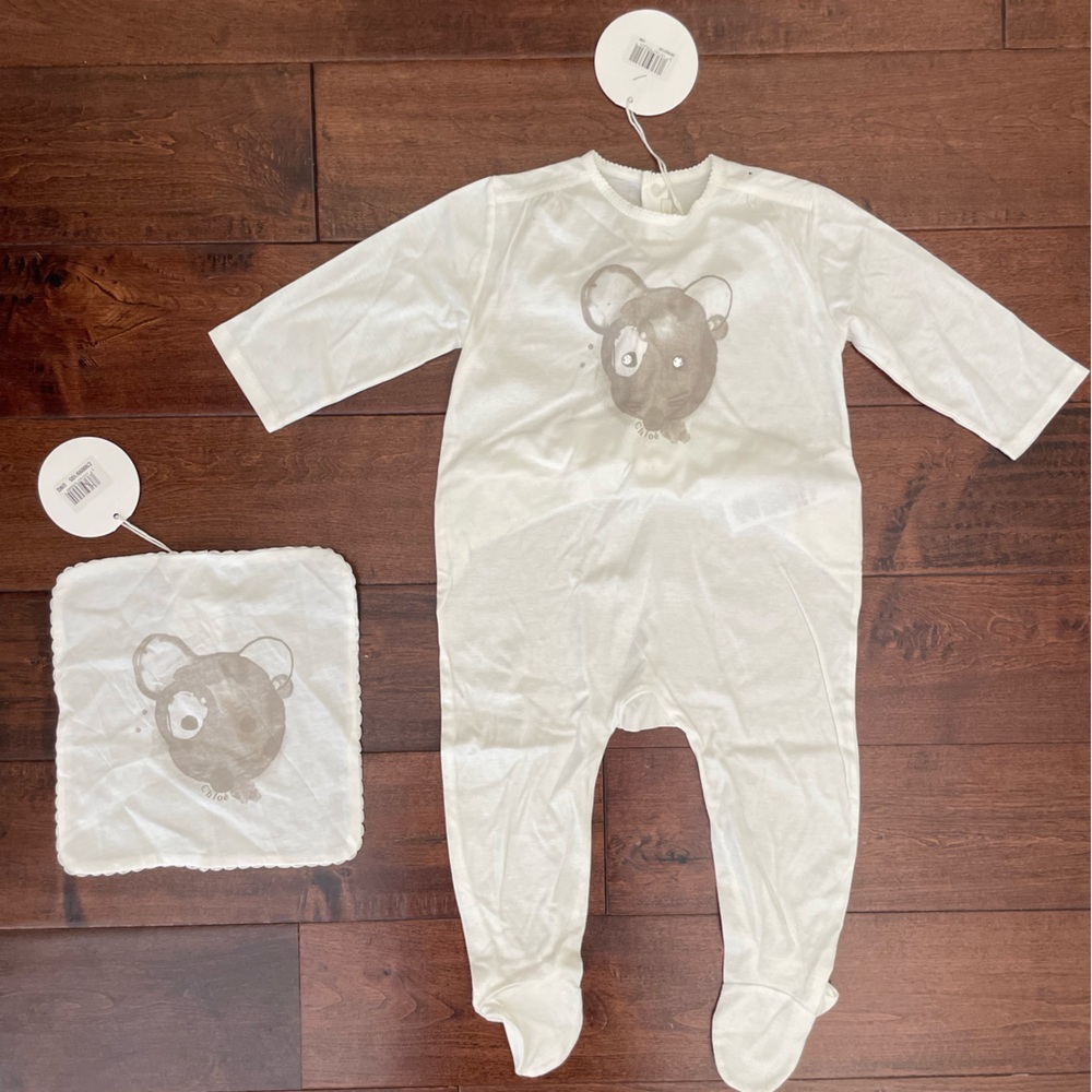 Chloé Onesie and matching Burp Cloth